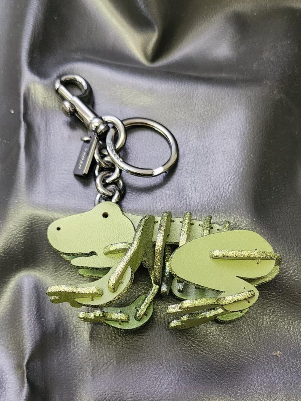 RARE Coach Purse Charm / Keychain Green Puzzle Frog